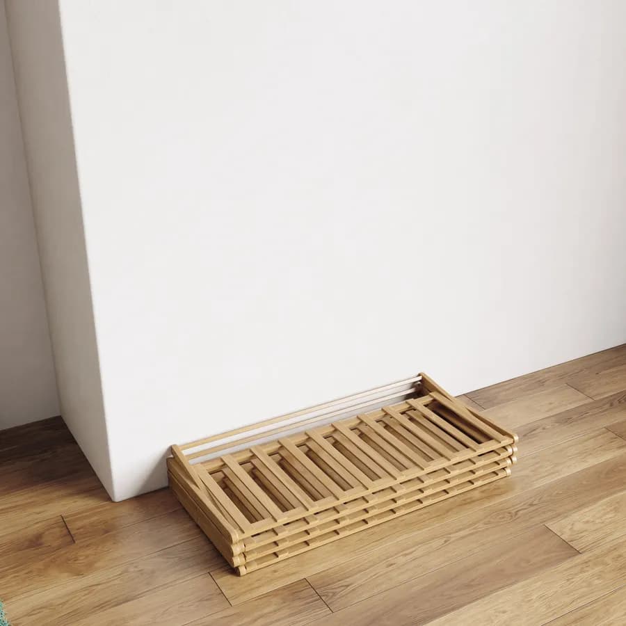 Scarpiera 66x68h cm in bambù naturale con 4 ripiani - Esmara