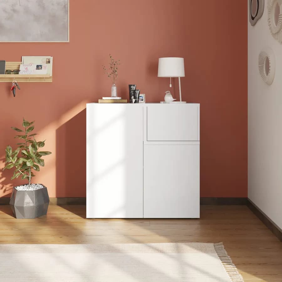 Scarpiera 80x82h cm con 2 ante e 1 anta a ribalta bianco - Cirill