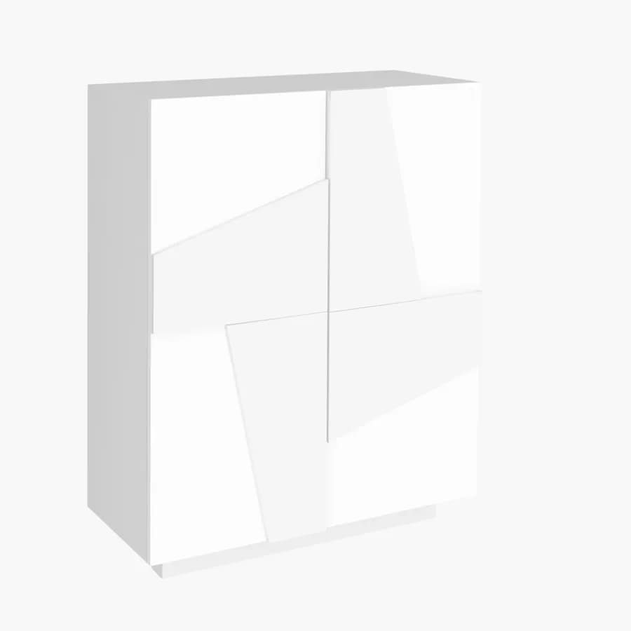 Scarpiera 81x86h cm con 2 ante in legno bianco lucido - Sharps