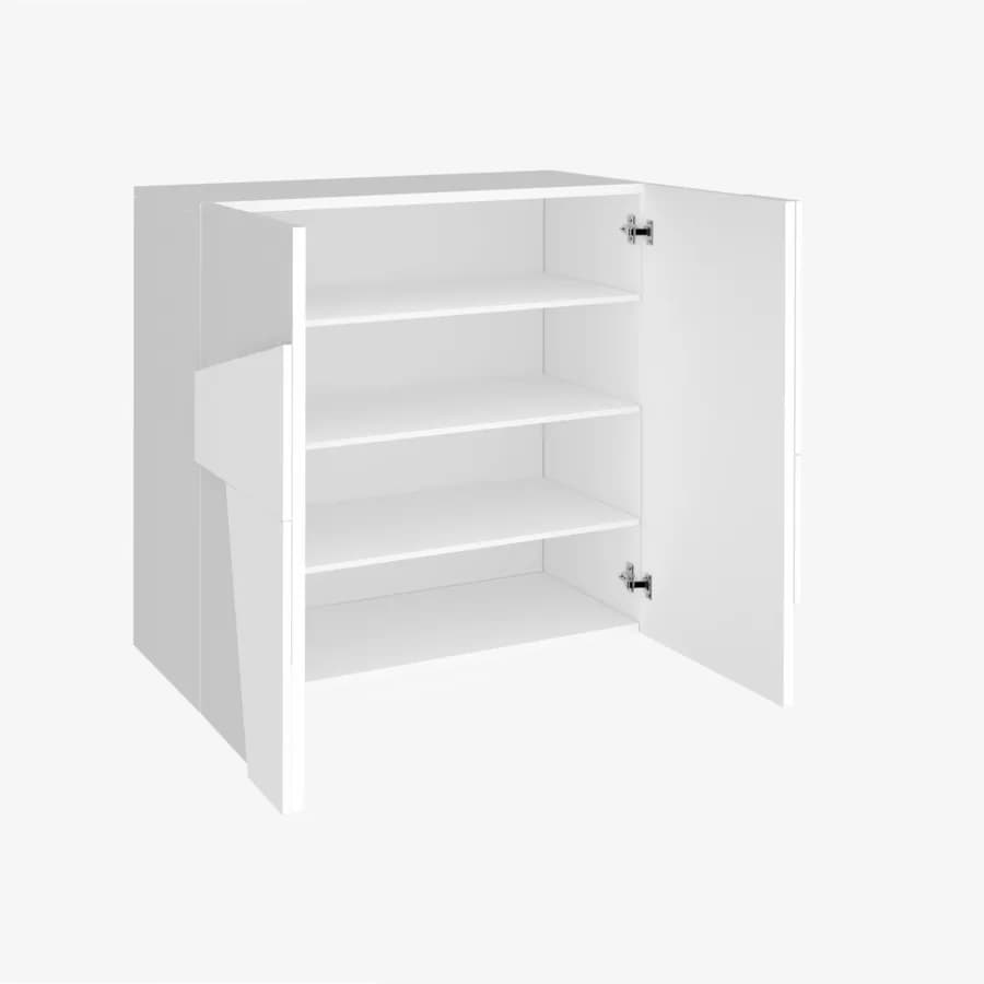 Scarpiera 81x86h cm con 2 ante in legno bianco lucido - Sharps