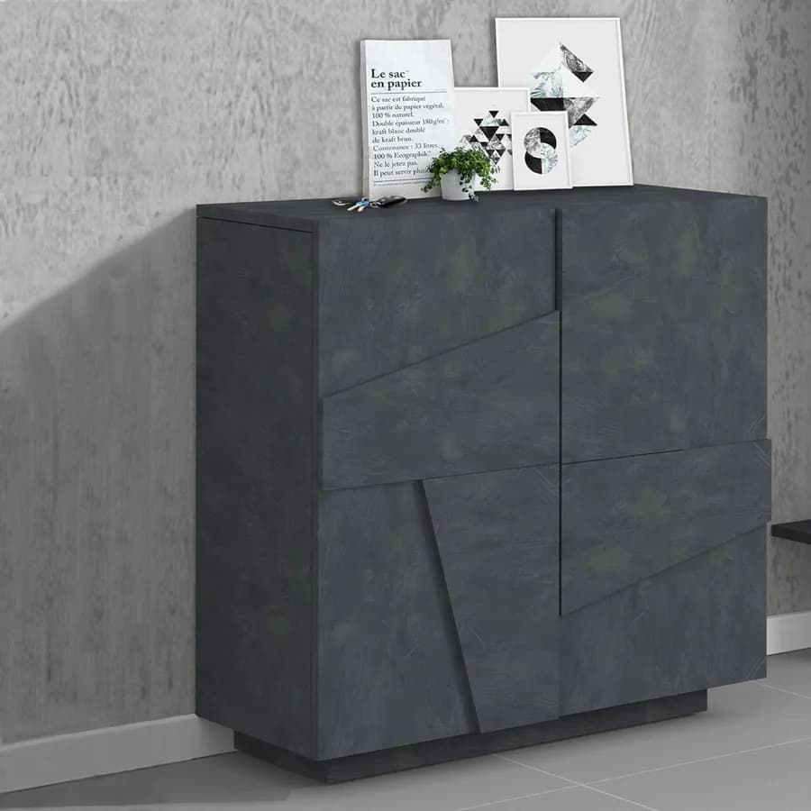 Scarpiera 81x86h cm con 2 ante in legno color ardesia - Sharps