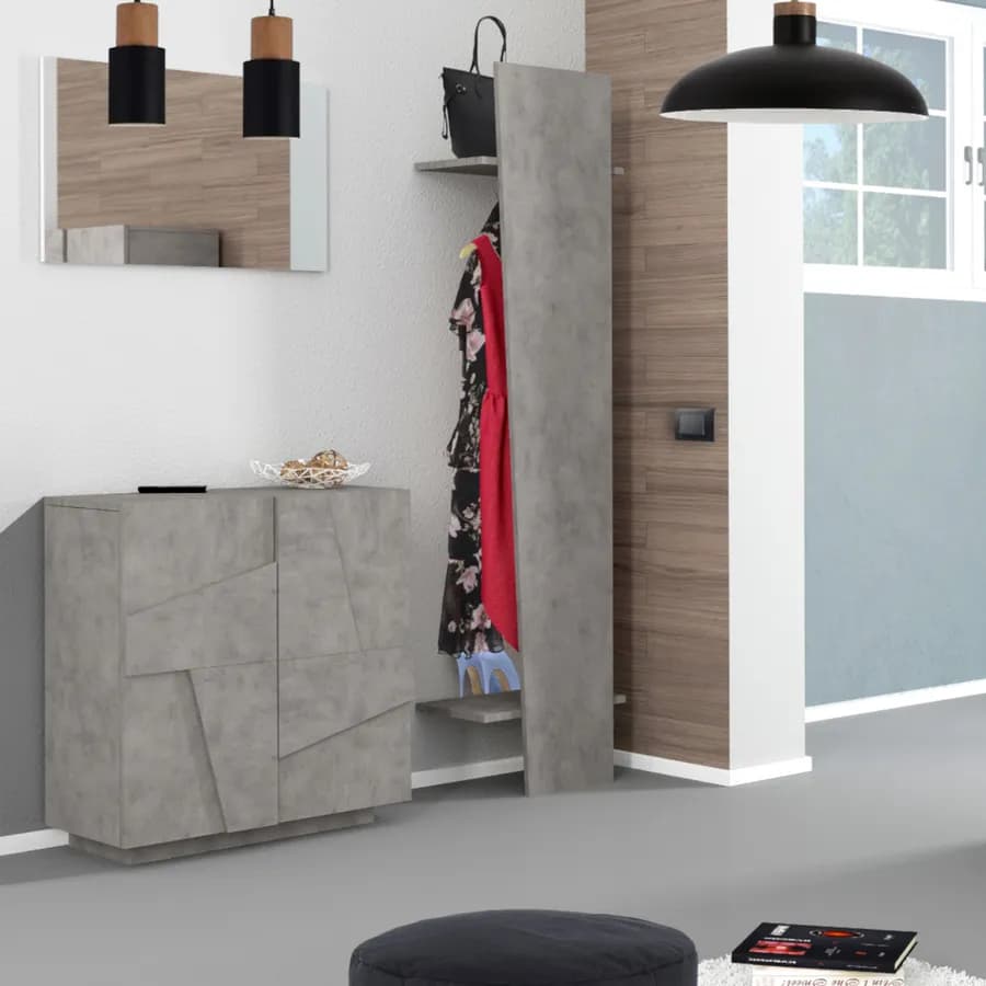 Scarpiera 81x86h cm con 2 ante in legno color cemento bronx - Sharps