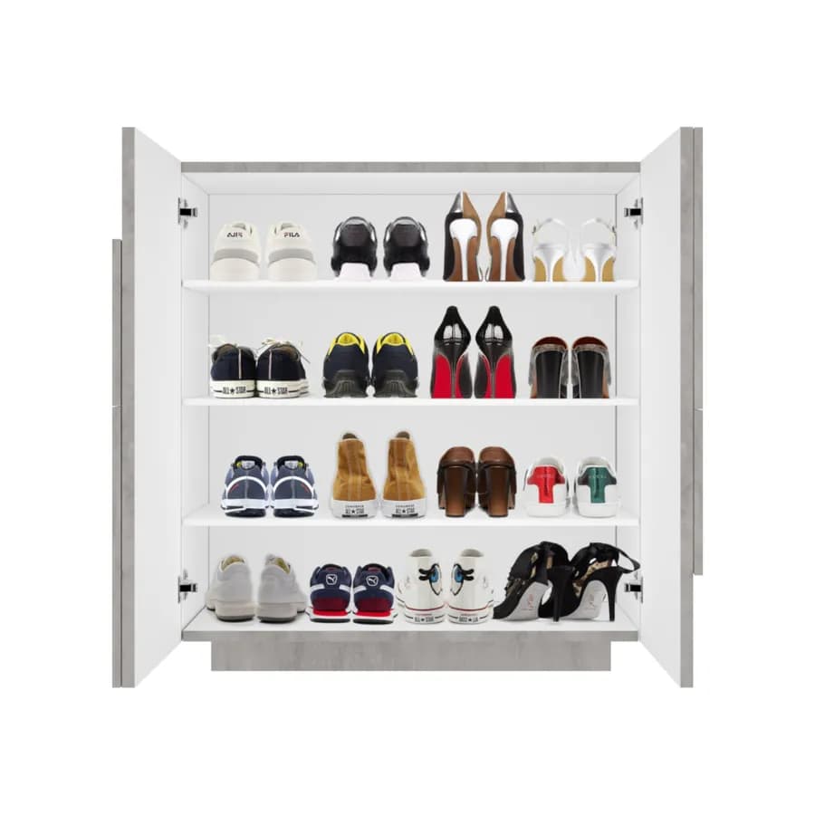 Scarpiera 81x86h cm con 2 ante in legno color cemento bronx - Sharps