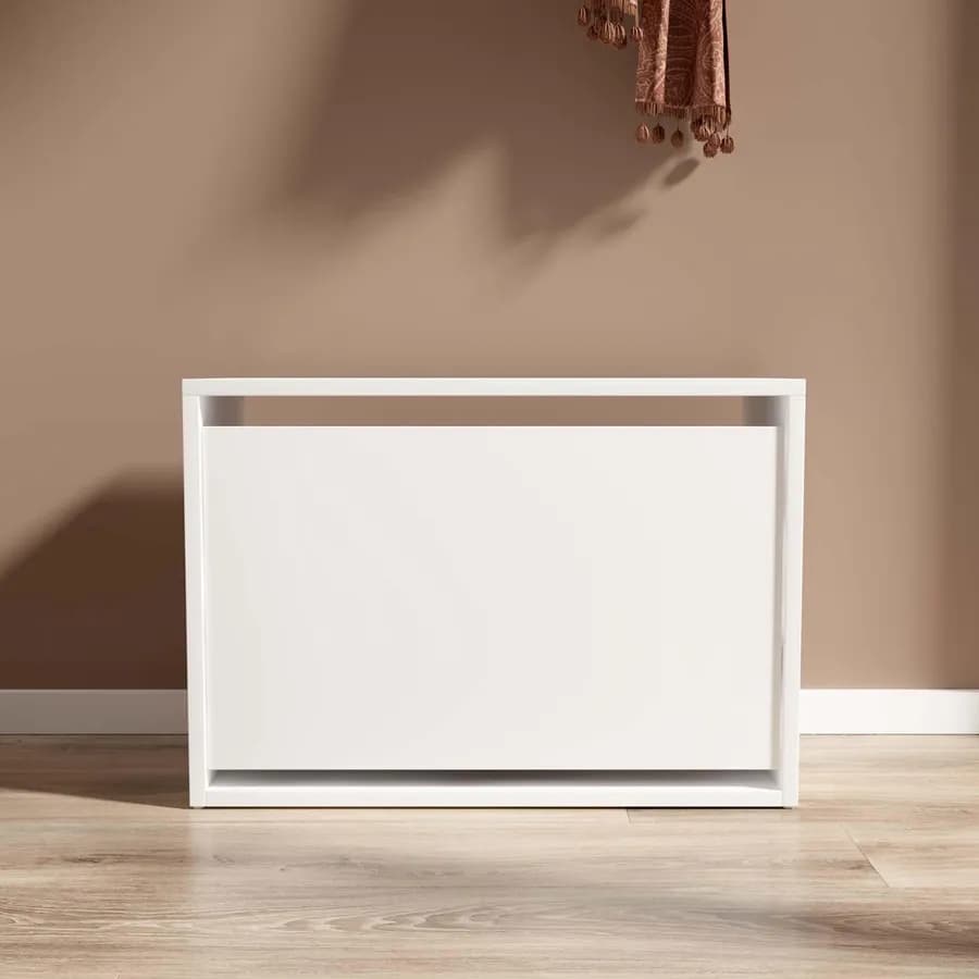 Scarpiera 60x42h cm in legno bianca con un'anta a ribalta - Primado