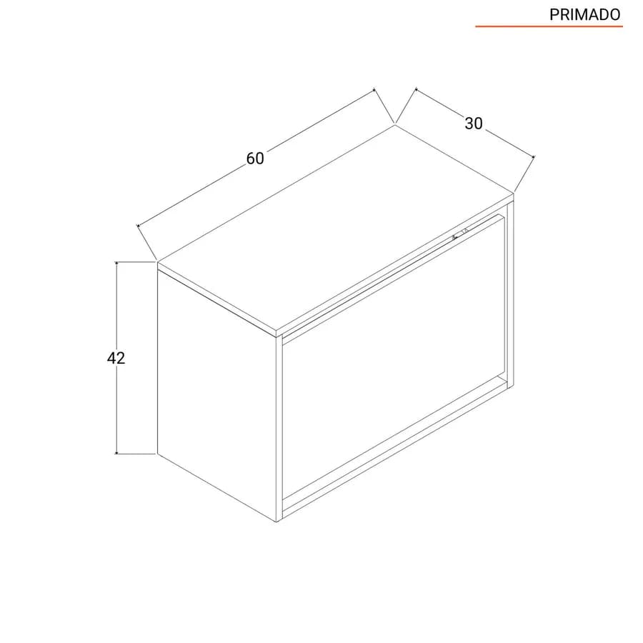 Scarpiera 60x42h cm in legno bianca con un'anta a ribalta - Primado