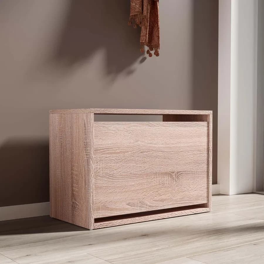 Scarpiera 60x42h cm in legno color rovere con un'anta a ribalta - Primado