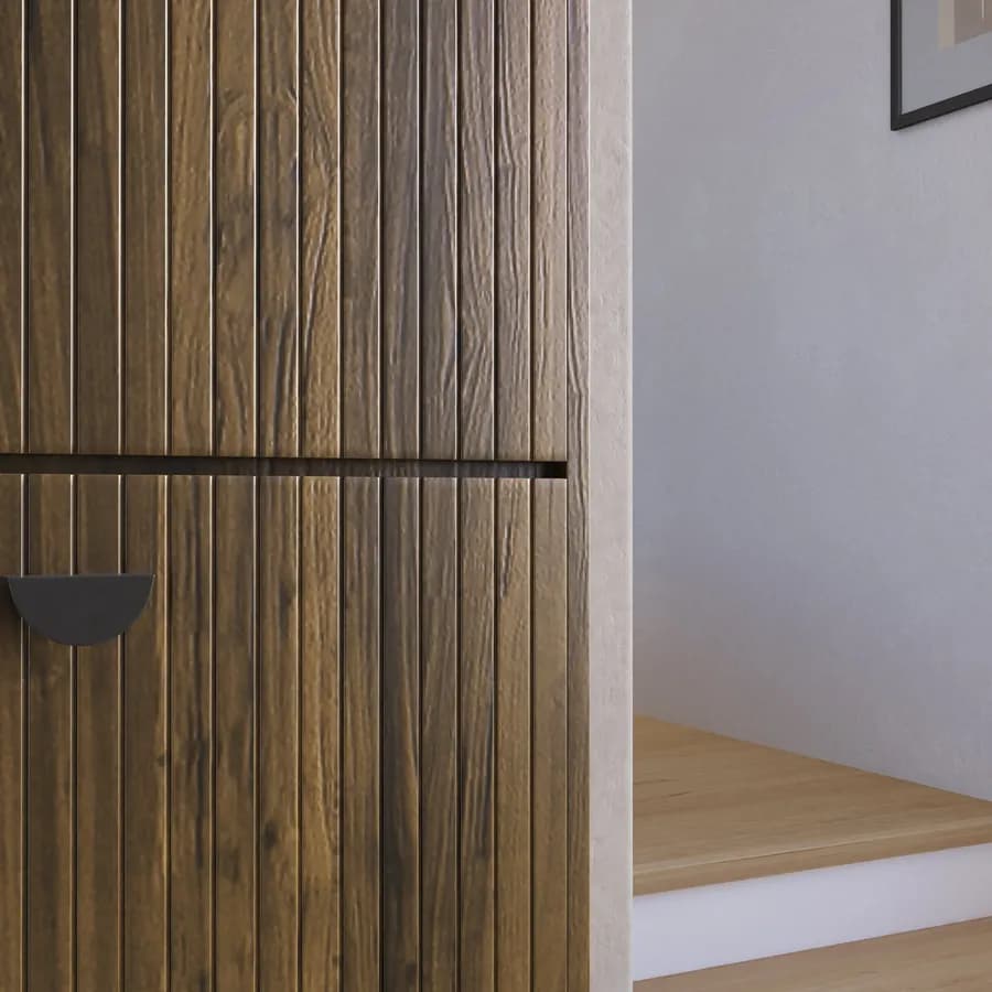 Scarpiera salvaspazio 60x157h cm con 4 ante a ribalta noce cannettato - Ozma