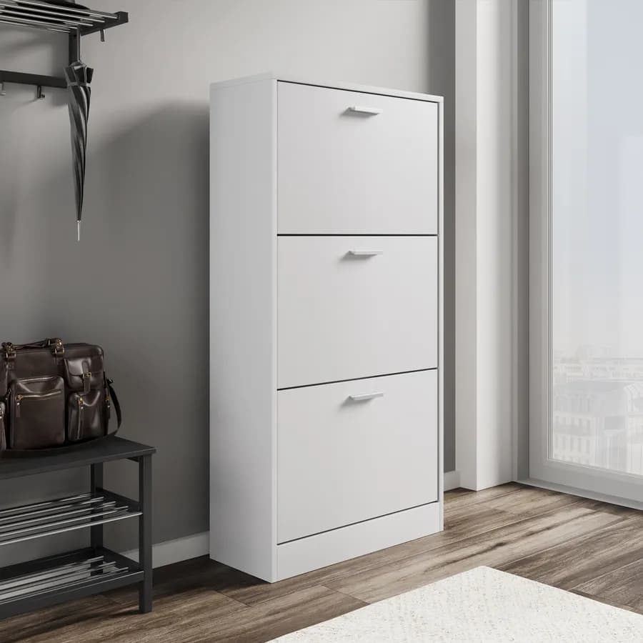 Scarpiera 60x117h cm bianco con 3 ante a ribalta - Sonic