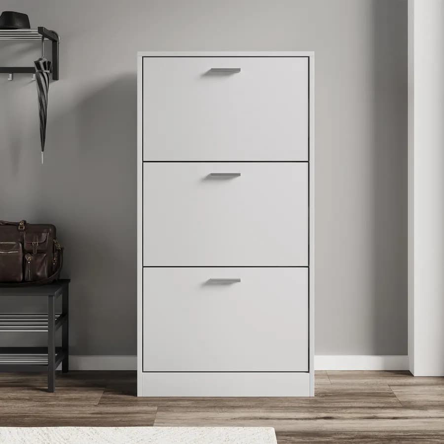 Scarpiera 60x117h cm bianco con 3 ante a ribalta - Sonic