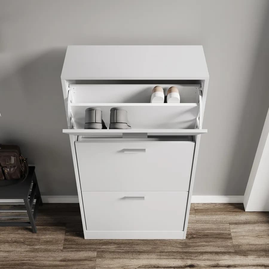 Scarpiera 60x117h cm bianco con 3 ante a ribalta - Sonic
