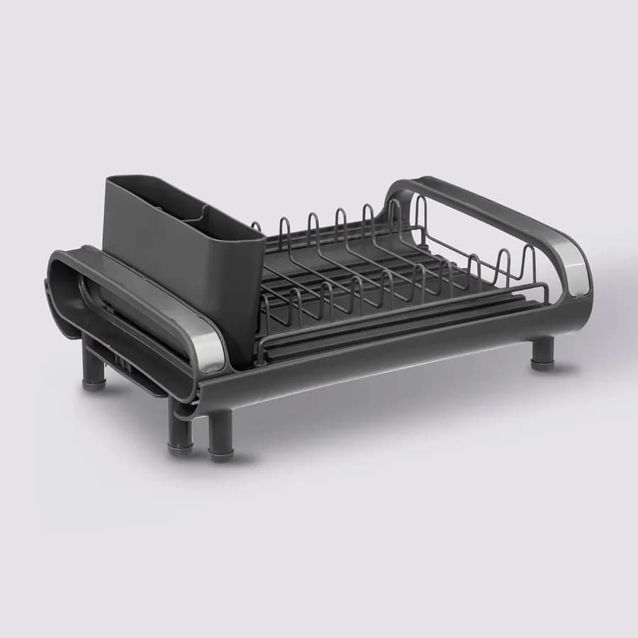 Scolapiatti allungabile 28-50x19 cm in acciaio inox e polipropilene nero