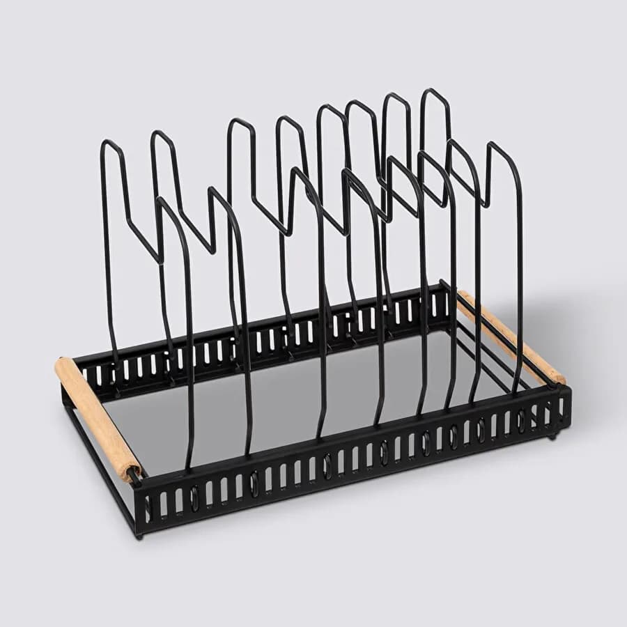 Scolapiatti allungabile 33-59x21h cm in metallo nero con separatori regolabili
