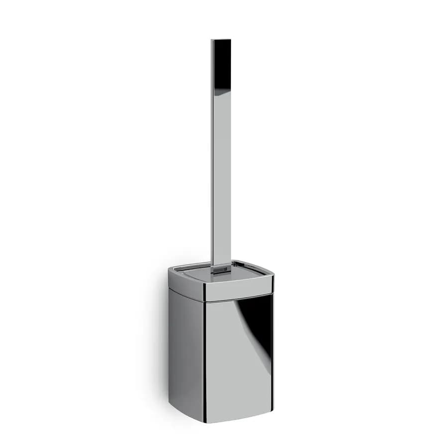 Scopino con ciuffo in setole nero e porta scopino in acciaio inox cromo - Il Giglio di Gedy