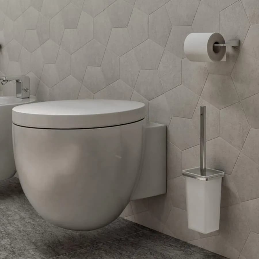 Portascopino a muro in ottone e cromall cromo e vetro satinato - Glamour di Gedy