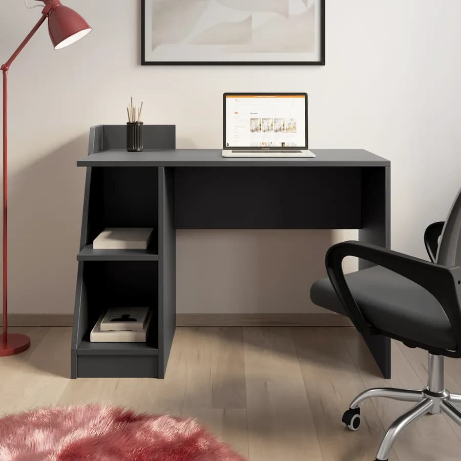 Scrivania 110x50 cm antracite con vani contenitori - Saetta