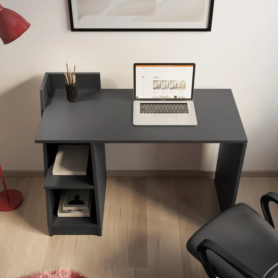 Scrivania 110x50 cm antracite con vani contenitori - Saetta