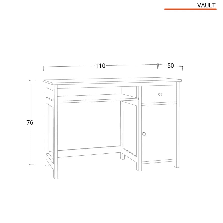 Scrivania 110x50 cm top rovere chiaro e struttura blu avio con mobile integrato - Vault