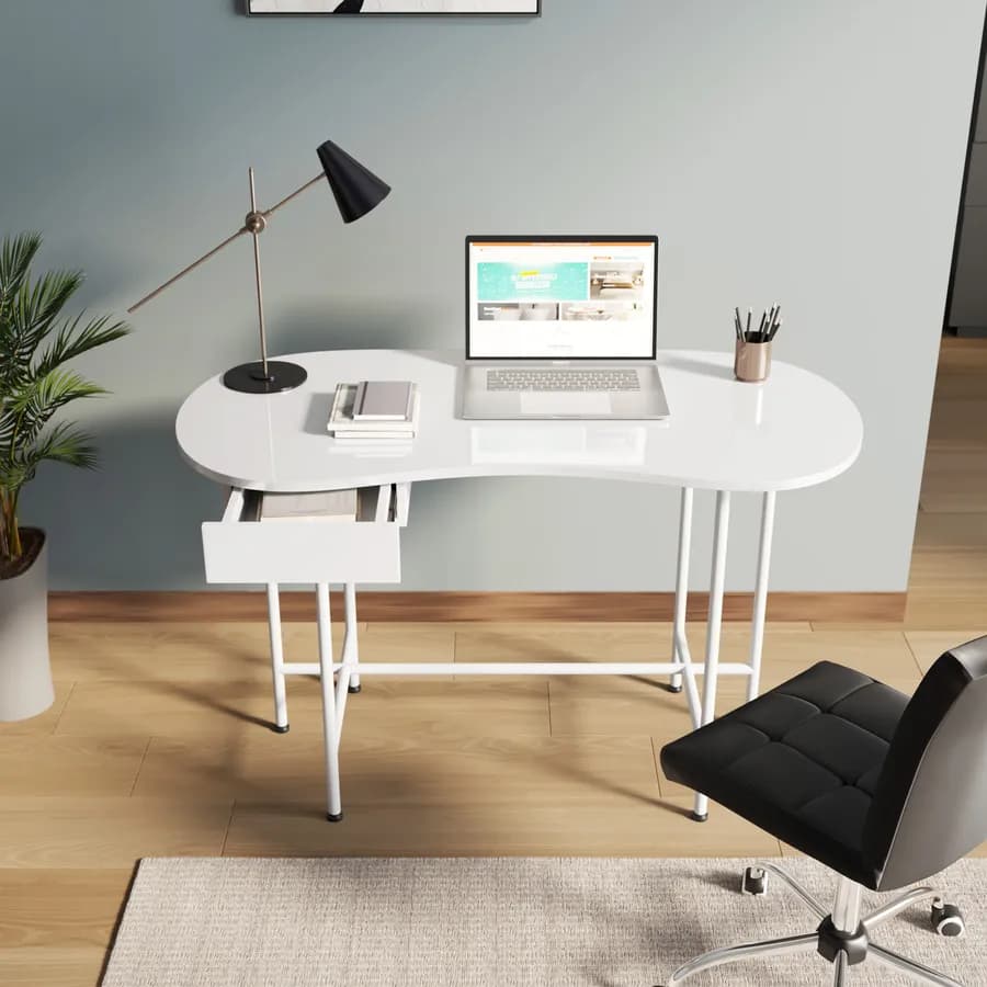 Scrivania 120x60 cm bianco con top avvolgente e cassetto integrato - Grider