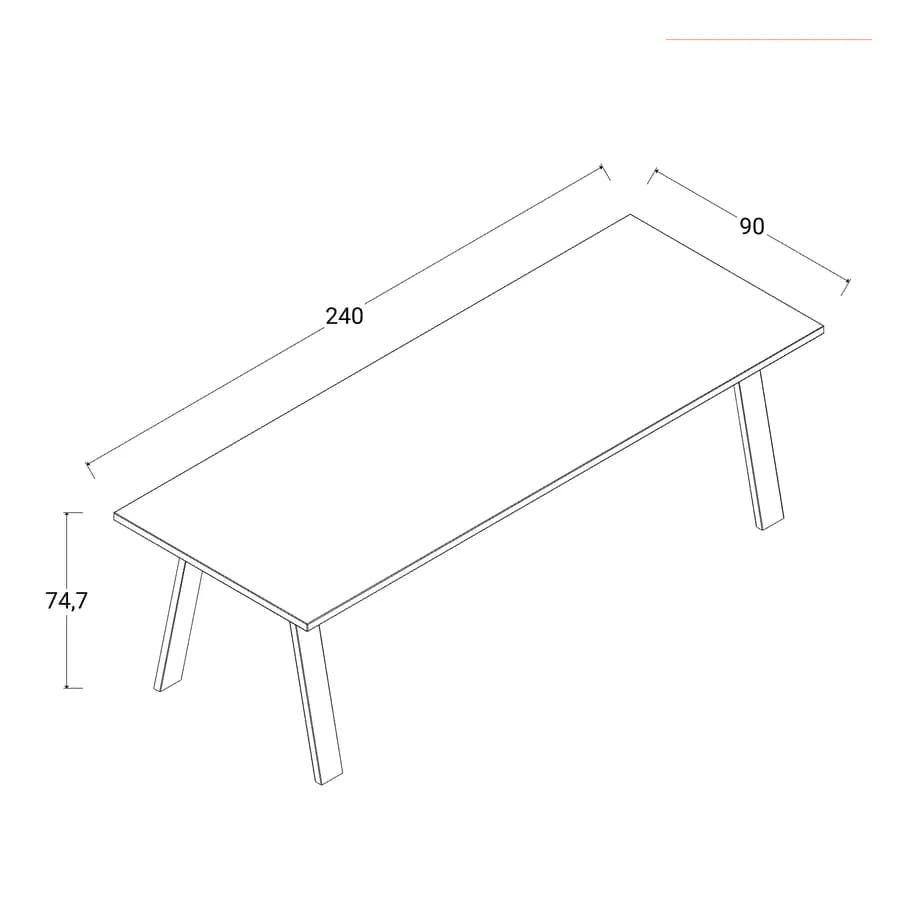 Scrivania 240x90 cm con top in legno noce e gambe in metallo nero - Historic brown