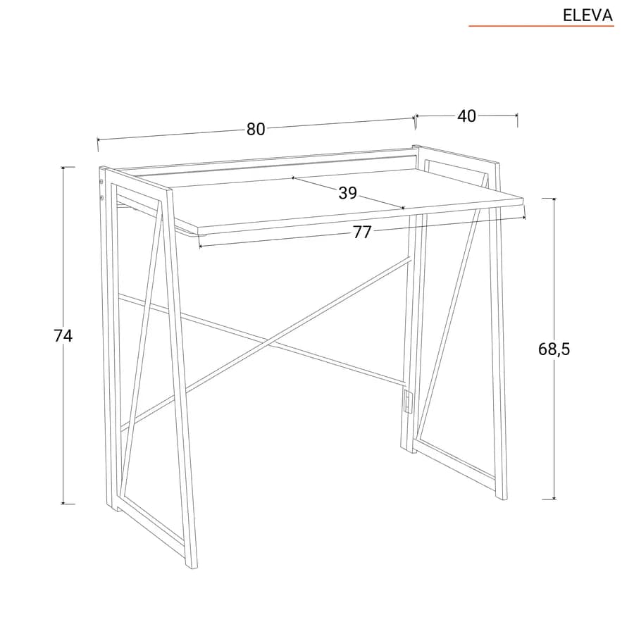 Scrivania 80x40 cm con top in legno rovere e struttura in acciaio bianco - Eleva