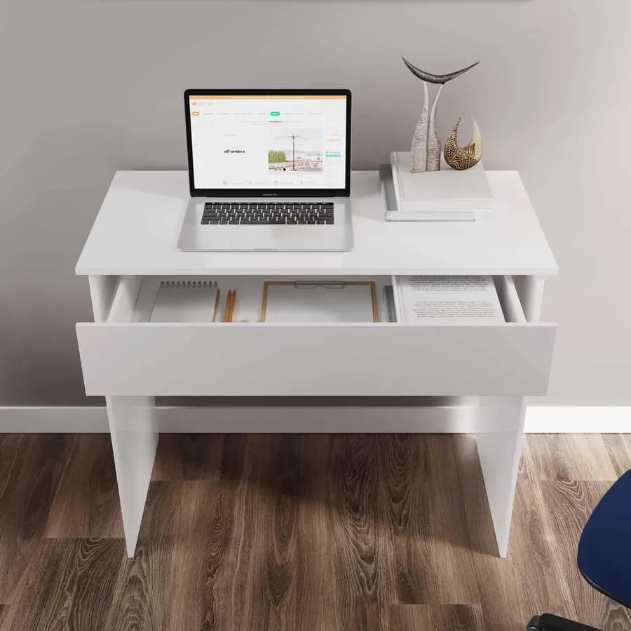 Scrivania 90x45 cm in legno bianco con cassetto - Fritz