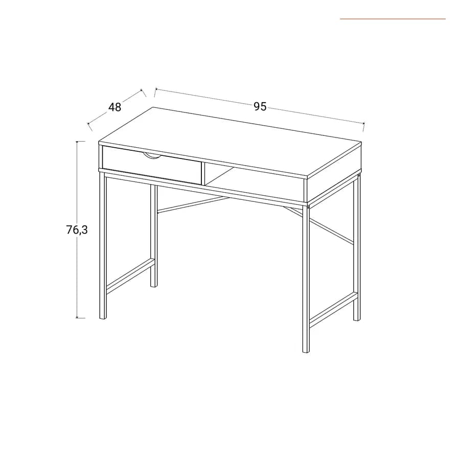 Scrivania 95x48 cm effetto rovere selvatico e acciaio nero con 1 cassetto - Tasfen
