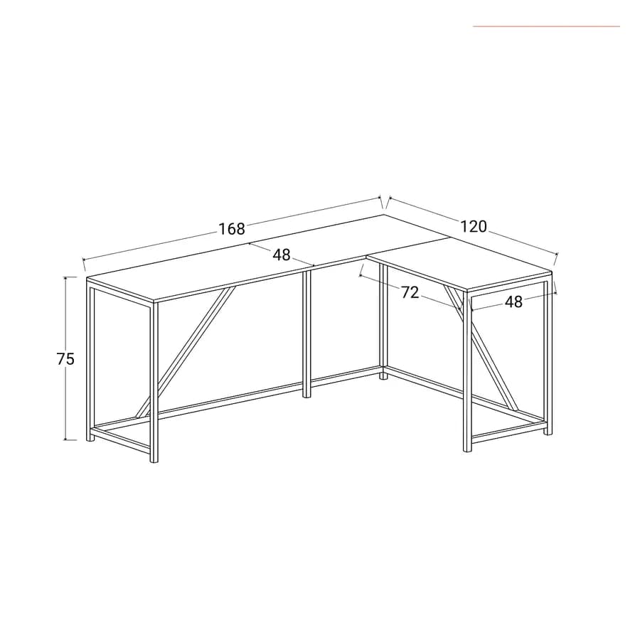 Scrivania angolare 168x120 cm in legno e metallo nero con supporto computer - Eclix