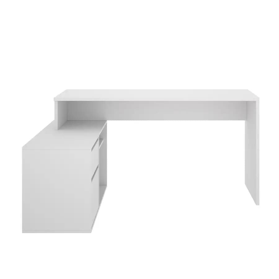 Scrivania reversibile 139x92 cm con mobile contenitore in legno bianco - Marnie