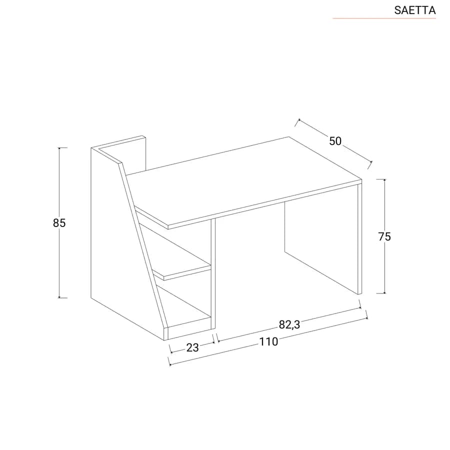 Scrivania 110x50 cm effetto legno bianco con vani contenitori - Saetta