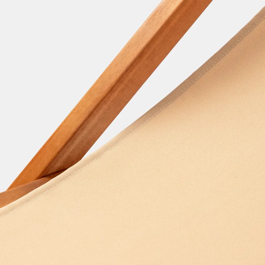 Sdraio pieghevole in legno di acacia con poggiatesta e telo in poliestere beige - Paja