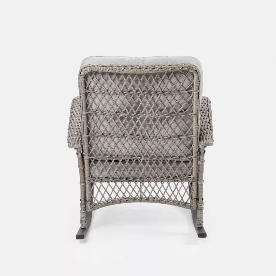 Sedia a dondolo in polyrattan grigio con cuscino grigio - Irmas