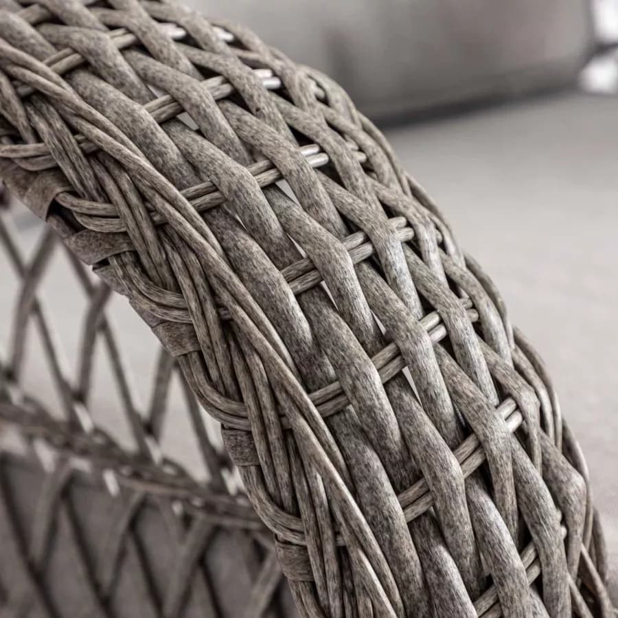 Sedia a dondolo in polyrattan grigio con cuscino grigio - Irmas