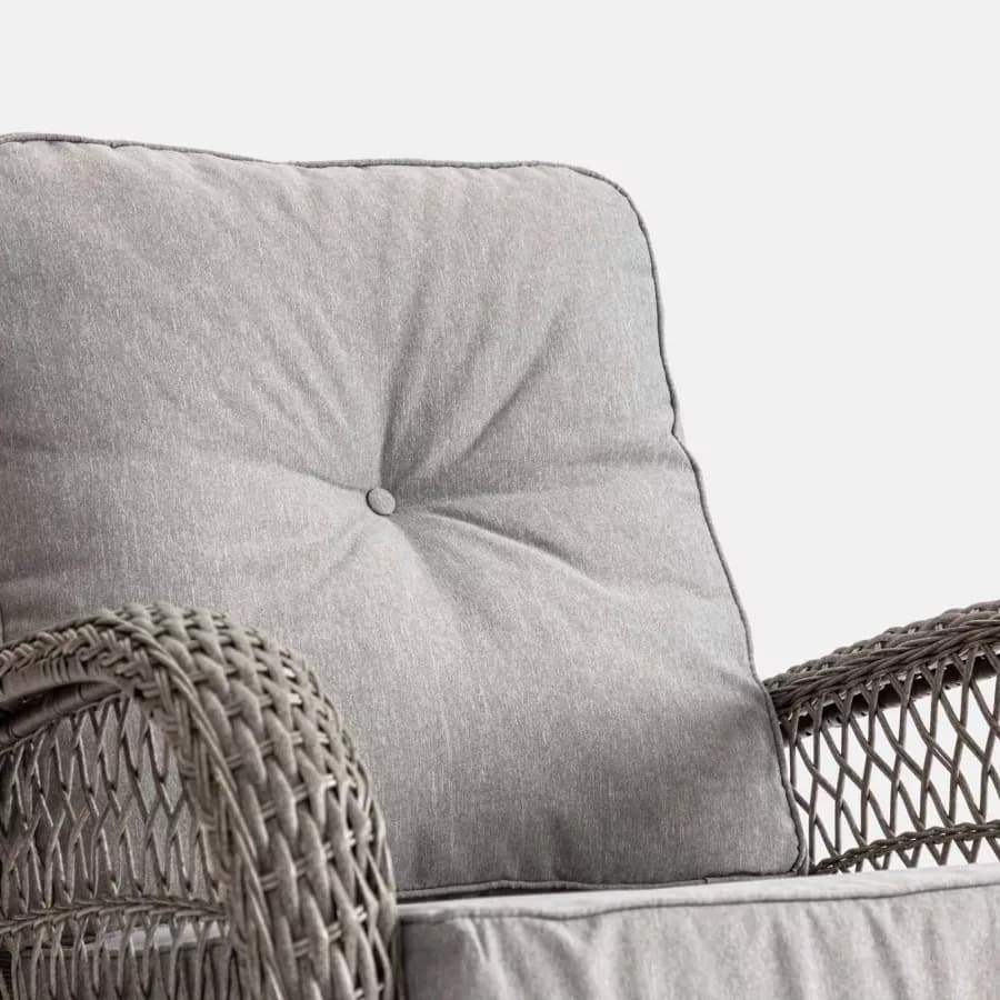 Sedia a dondolo in polyrattan grigio con cuscino grigio - Irmas