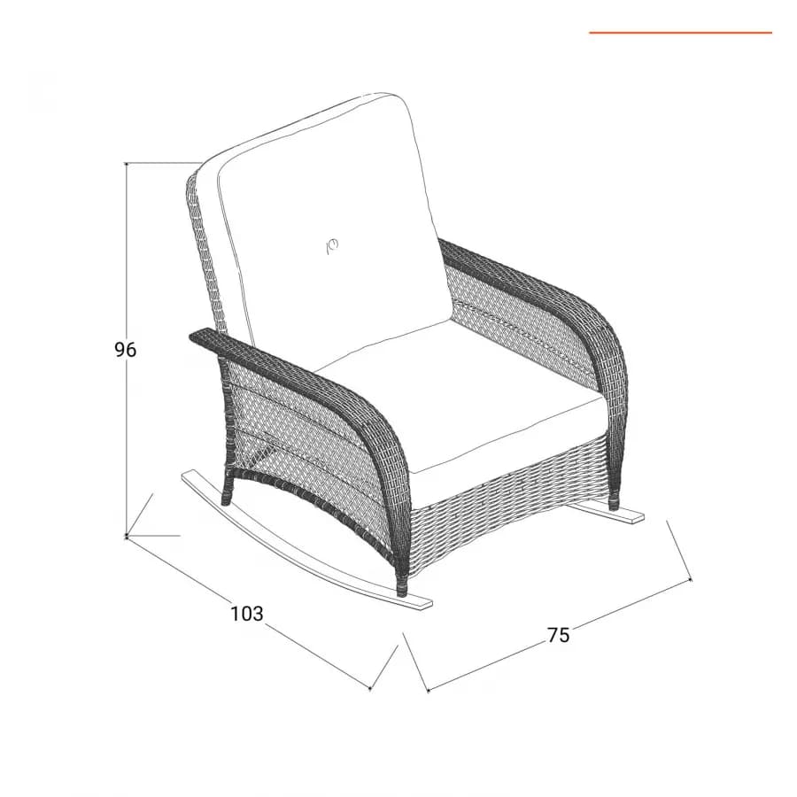 Sedia a dondolo in polyrattan grigio con cuscino grigio - Irmas