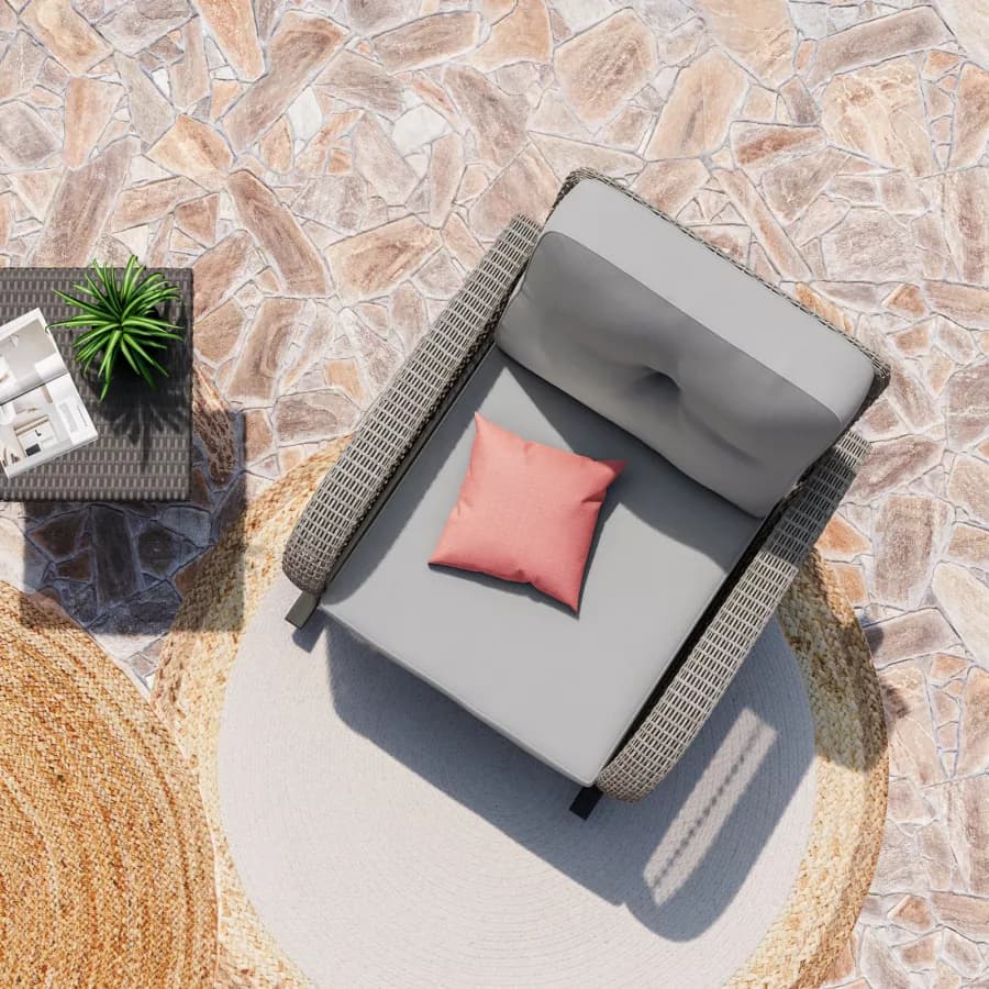 Sedia a dondolo in polyrattan grigio con cuscino grigio - Irmas