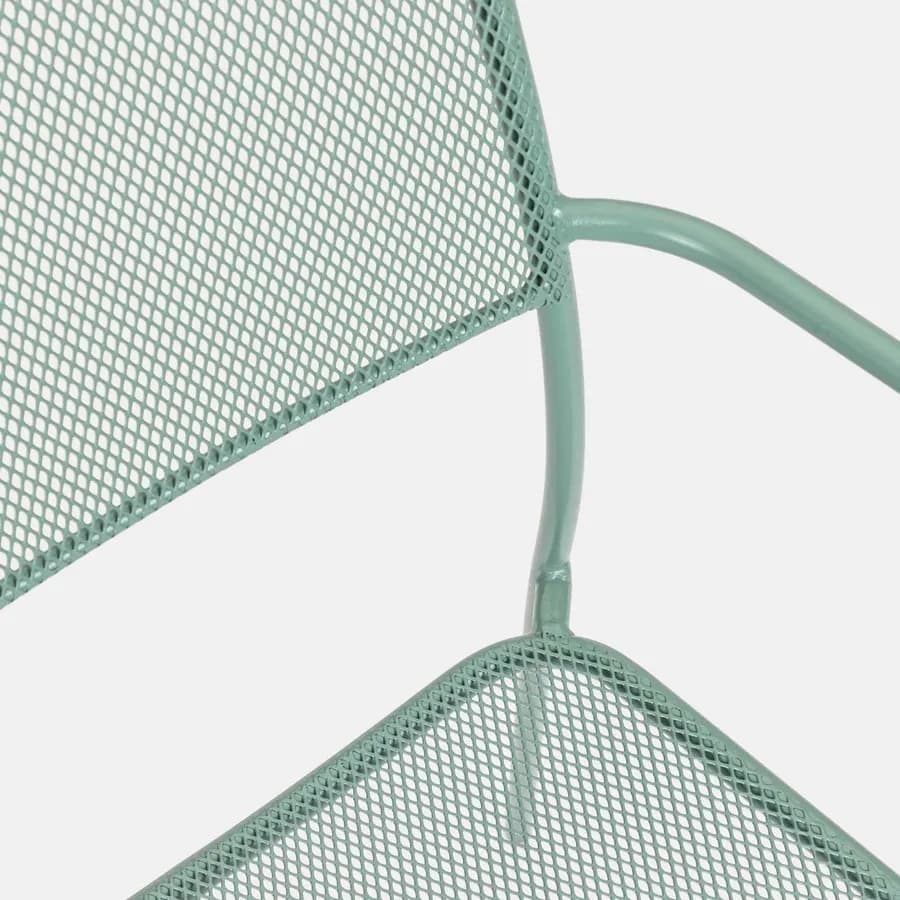 Sedia da esterno con braccioli impilabile in acciaio verde marino - Faber