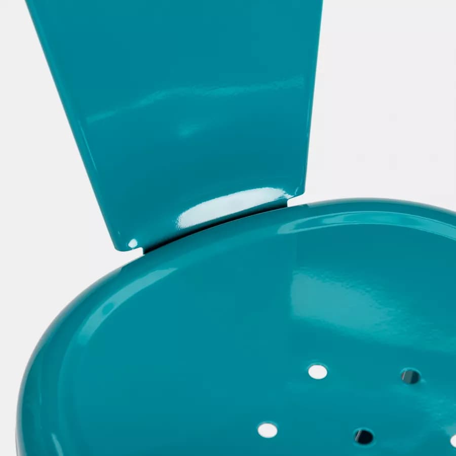 Sedia con braccioli impilabile stile industrial in metallo blu petrolio - Farley
