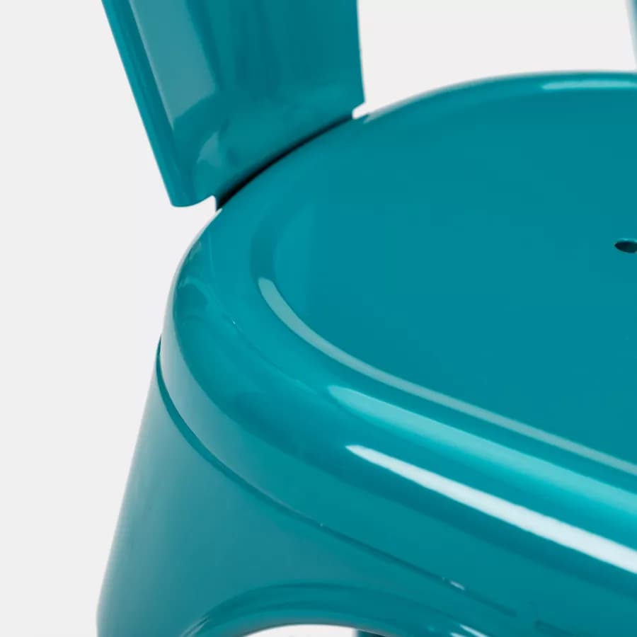 Sedia con braccioli impilabile stile industrial in metallo blu petrolio - Farley