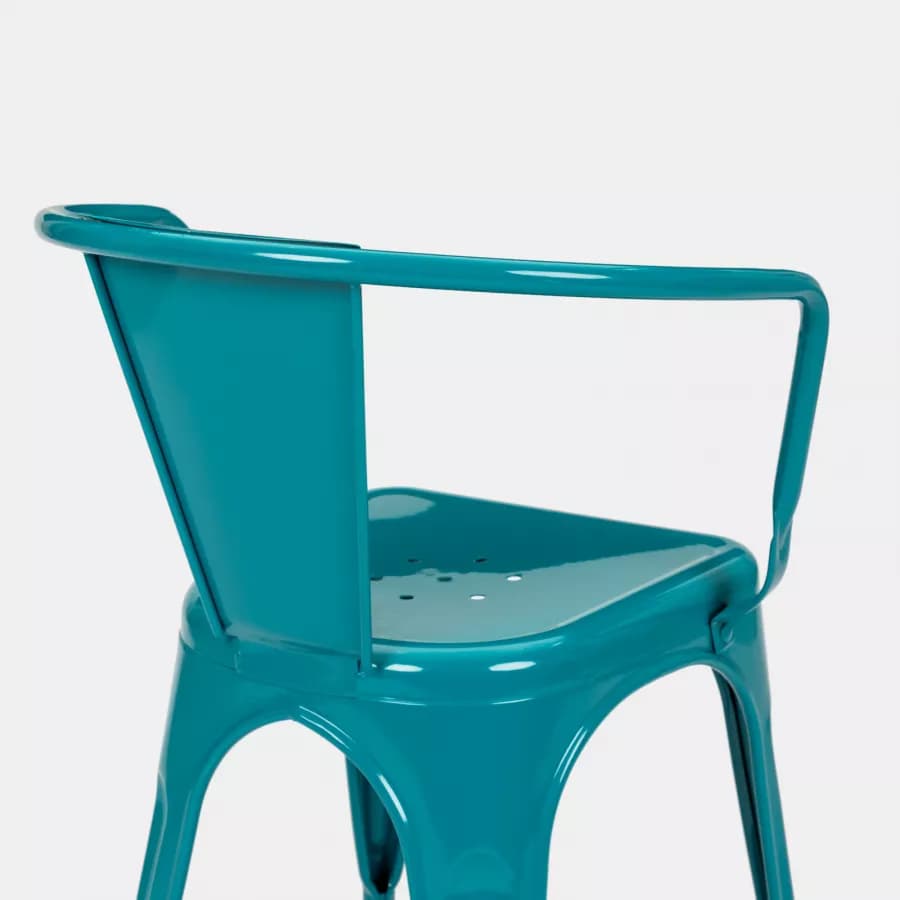 Sedia con braccioli impilabile stile industrial in metallo blu petrolio - Farley