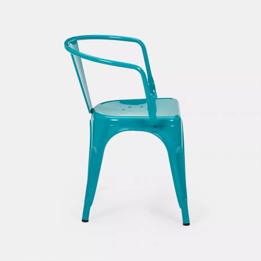 Sedia con braccioli impilabile stile industrial in metallo blu petrolio - Farley