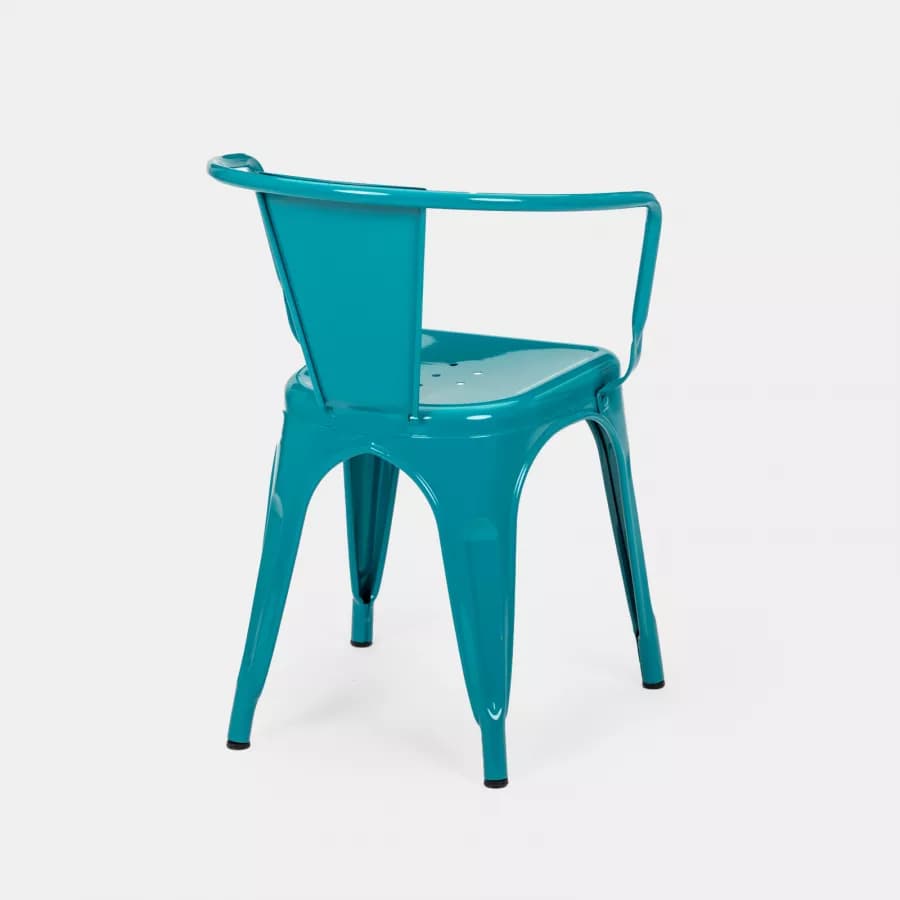Sedia con braccioli impilabile stile industrial in metallo blu petrolio - Farley