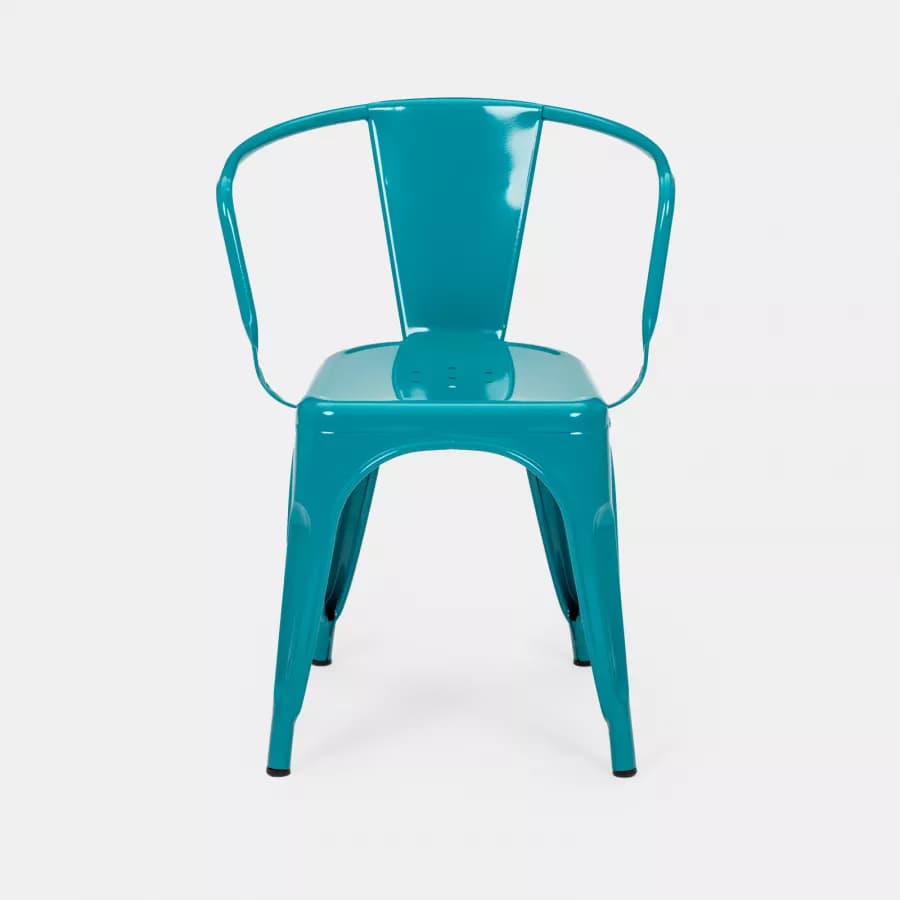 Sedia con braccioli impilabile stile industrial in metallo blu petrolio - Farley