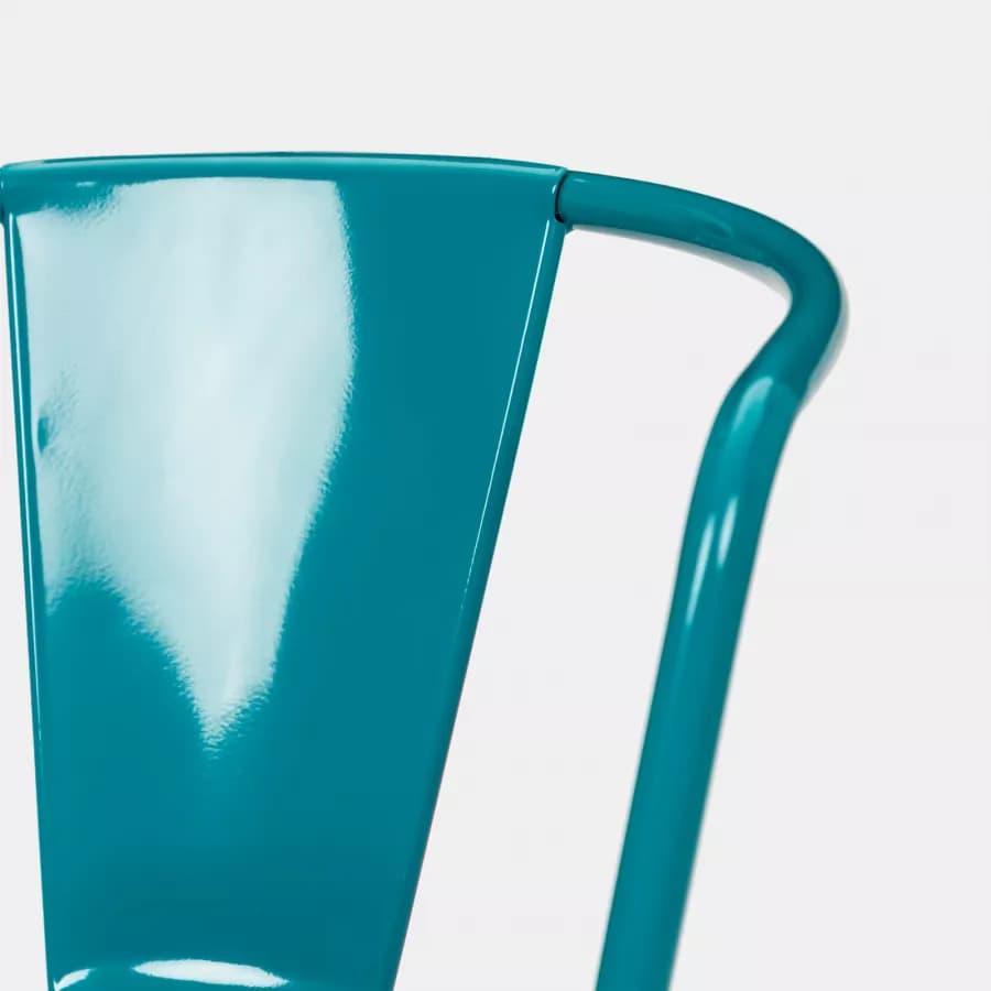 Sedia con braccioli impilabile stile industrial in metallo blu petrolio - Farley