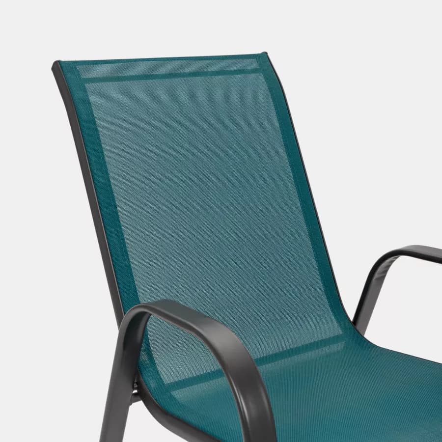 Sedia con braccioli impilabile in acciaio antracite e textilene blu marino - Ninfa