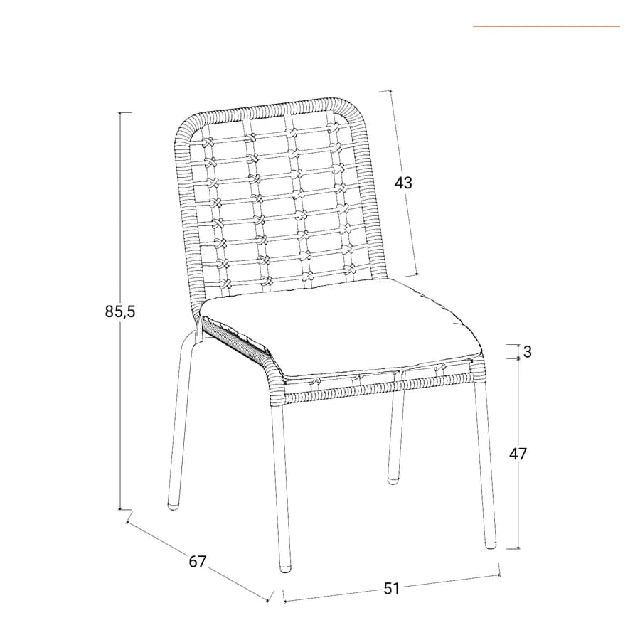 Sedia da esterno impilabile in acciaio bianco e polyrattan naturale con cuscino - Griel