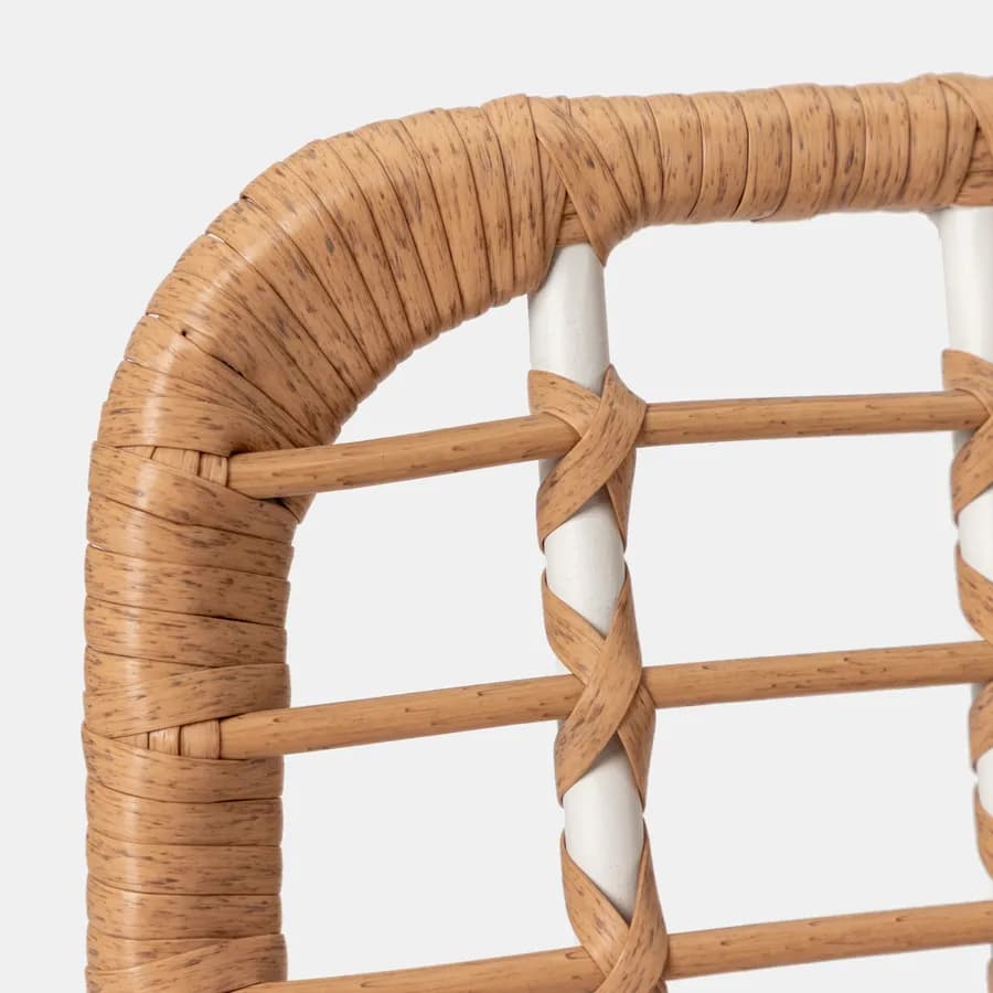 Sedia da esterno impilabile in acciaio bianco e polyrattan naturale con cuscino - Griel