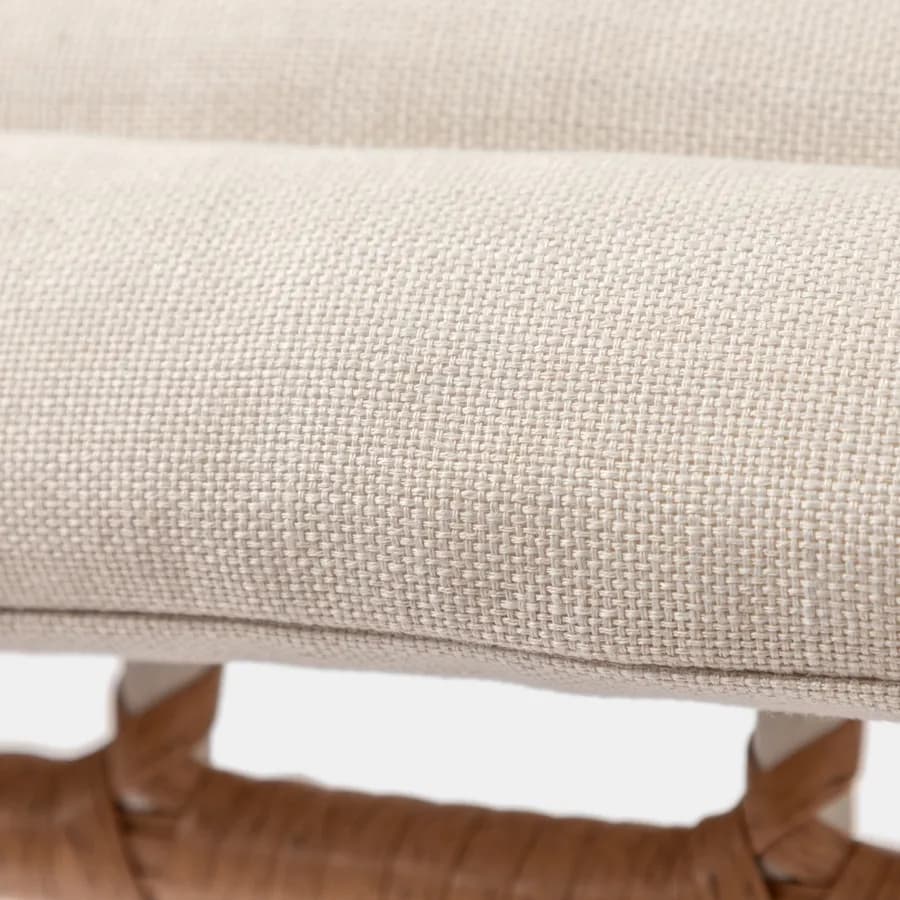 Sedia da esterno impilabile in acciaio bianco e polyrattan naturale con cuscino - Griel