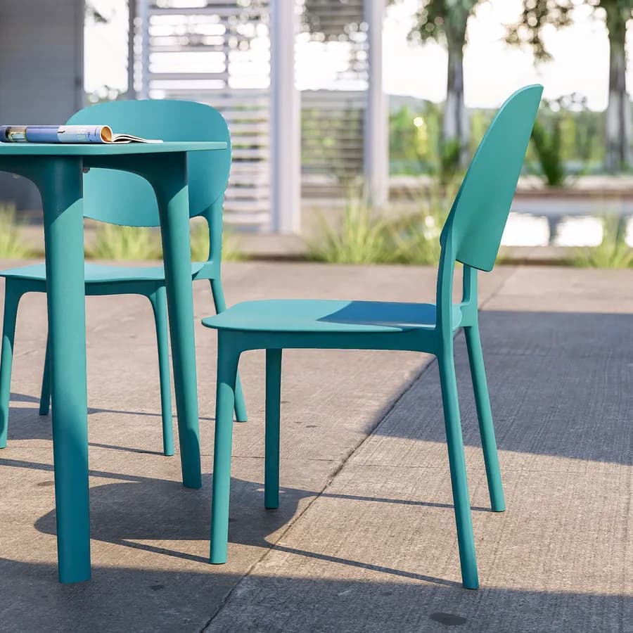 Sedia impilabile da giardino in polipropilene blu maldive - Qalis