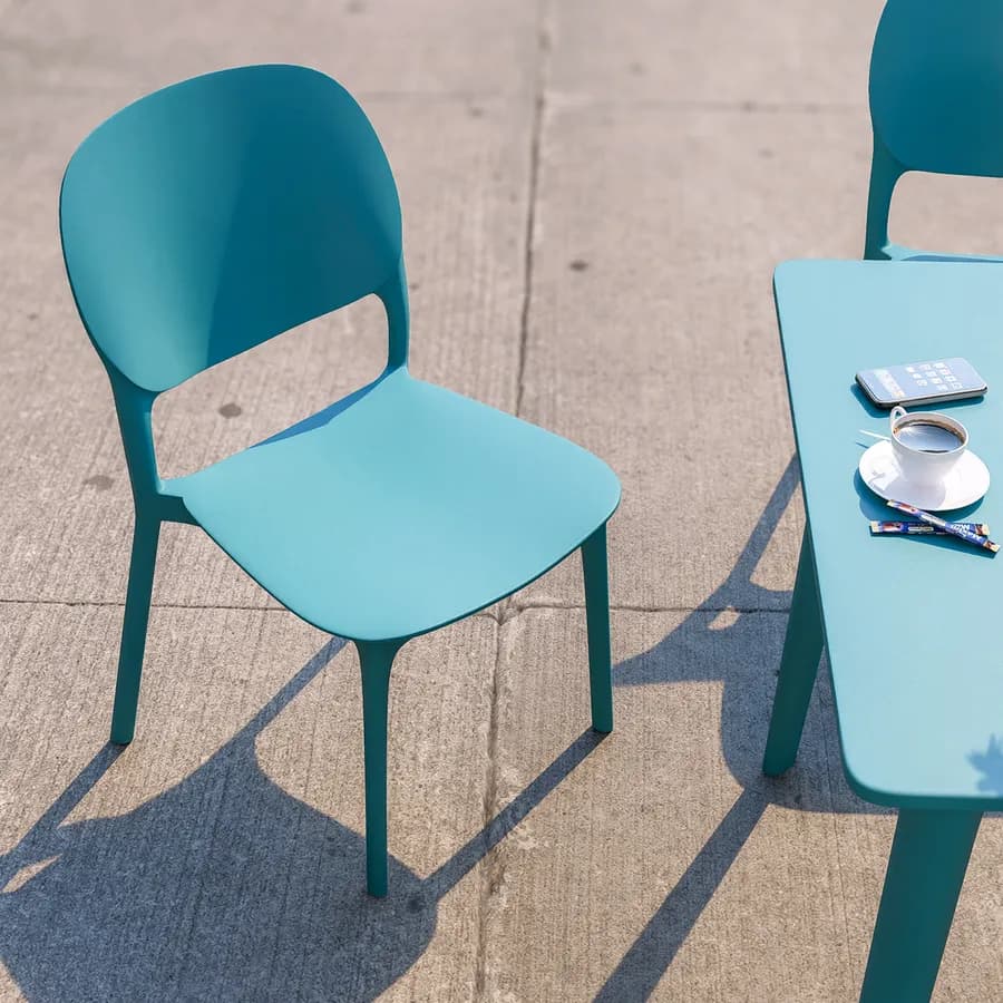 Sedia impilabile da giardino in polipropilene blu maldive - Qalis