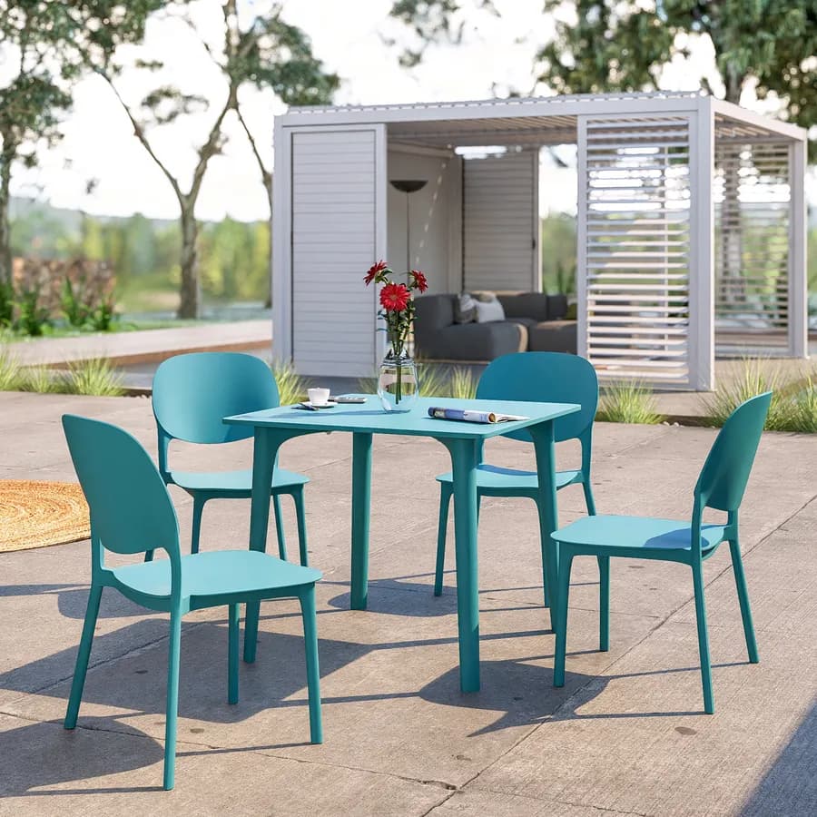 Sedia impilabile da giardino in polipropilene blu maldive - Qalis